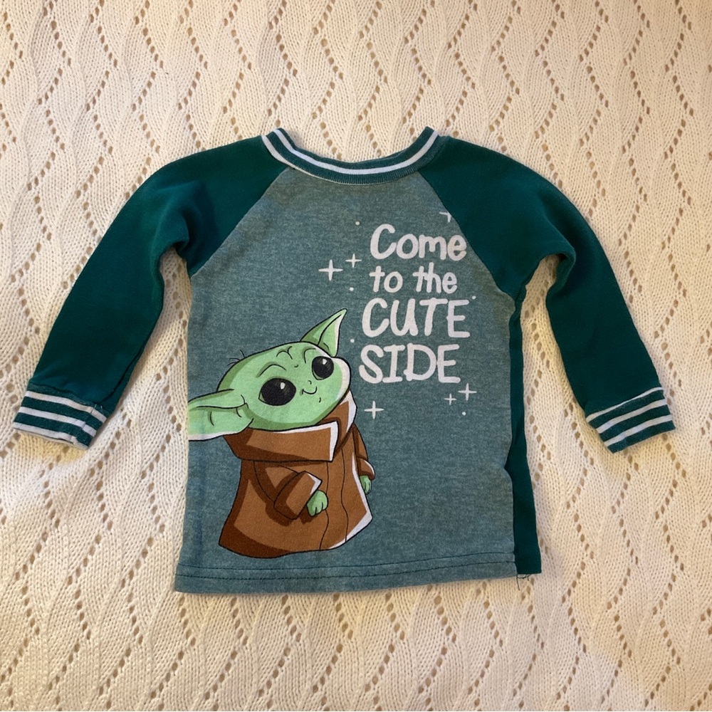 Star Wars Graphic Long Sleeve Baseball T Shirt Green Baby Yoda Toddler 12 Months